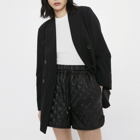 Adika Faux Leather Quilted Shorts - Picture 1 of 6